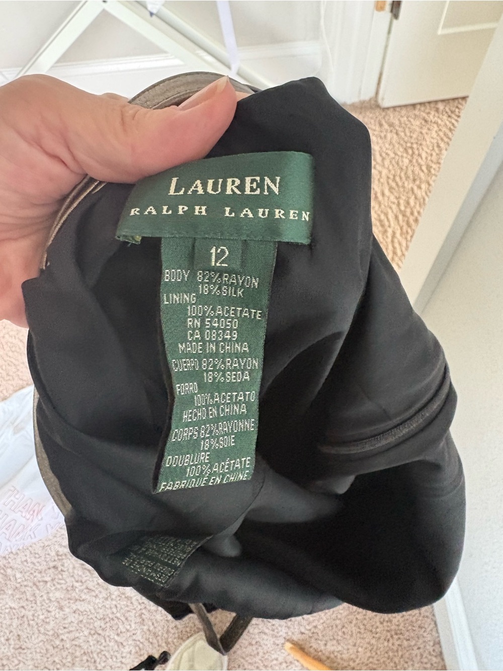 Ralph Lauren Vintage Black Velvet Silk Maxi Slit Gown Metallic Strappy Back 12 - Picture 5 of 5